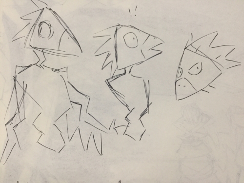 Birdy development sketches. (Far-right looks way too much like a mha character. Gonna have to tweak that in the future...)