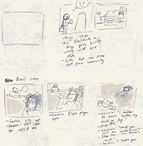 Storyboard set 2: brainstorming other possible small segments. ...Probably gonna scrap all these.